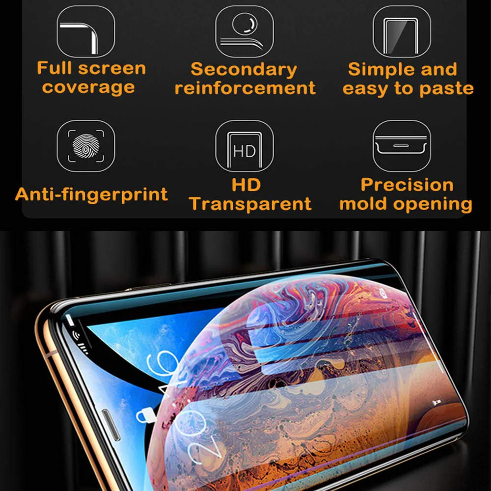9H полное покрытие из закаленного стекла для iphone X XS MAX XR Защитная пленка для экрана iphone 6 6S 7 8 Plus Пылезащитная металлическая сетка