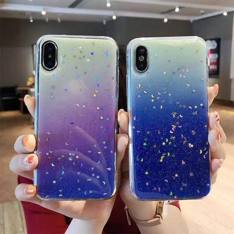 Роскошный блестящий чехол для телефона iPhone xs max xr x Bling Star градиентный 6 6S 7 8 Plus