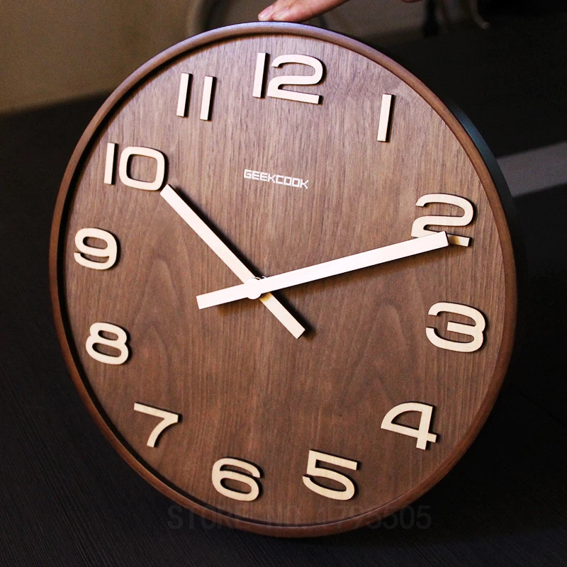14 дюймов настенные часы простые бамбуковые часы Гостиная Изучаем время бар настенные часы современный дизайн дома Украшения в спальню