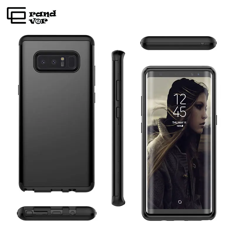 

GrandEver Luxury Hard Case For Samsung s8 plus Note 8 Case Matte PC Bumper Silicone Protect For Galalxy Note8 3 in 1 360 Cover