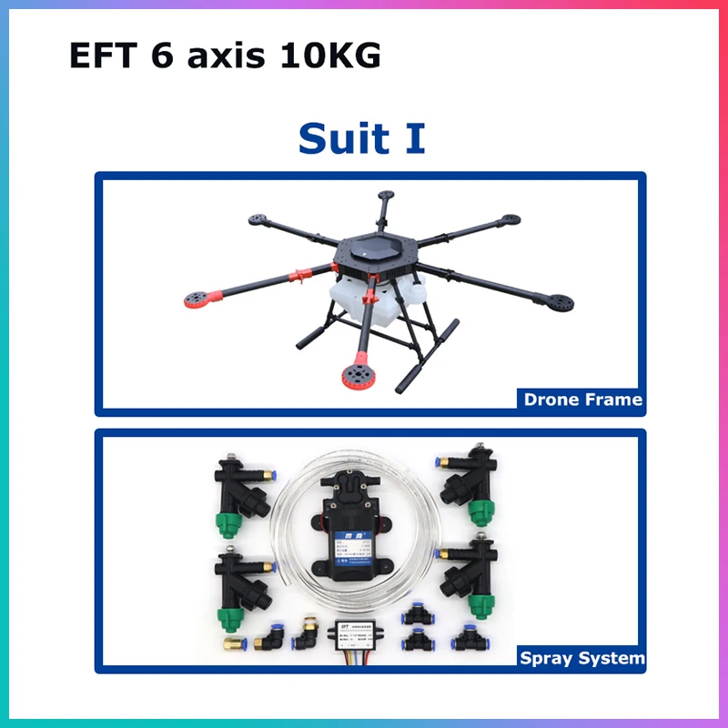 

EFT 6 axis 10KG 10L water tank spraying system gimbal for DIY Agricultural multi-rotor UAV drones pesticides