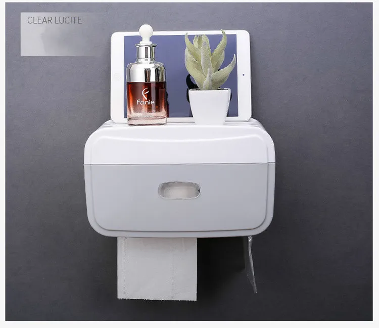 1 pcsMultifunctional простая ванная комната настенная коробка для салфеток Дырокол Водонепроницаемая Туалетная рулонная бумага коробка