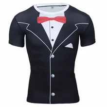 Мужские рубашки сжатия Беговая футболка Мужские Короткие рукава печати Мышцы Фитнес быстрый сухой футболка колготки Пий Размер