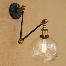 Складывающийся длинный шар стеклянный настенный светильник кантри Ретро домашний Декор настенный светильник для гостиной спальни ванной кафе Led Wandlamp