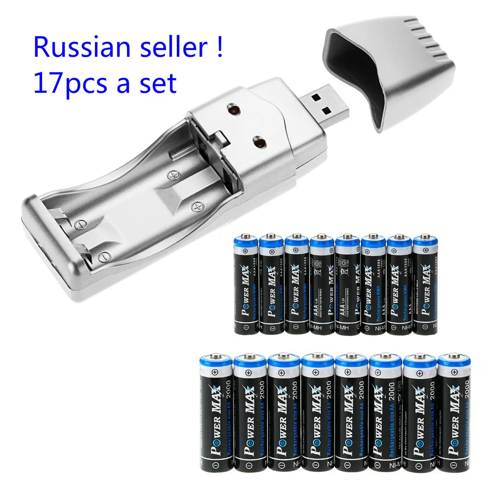 Российский продавец! 17 шт. в комплекте! 1 зарядное устройство плюс 8 2000 мАч AA