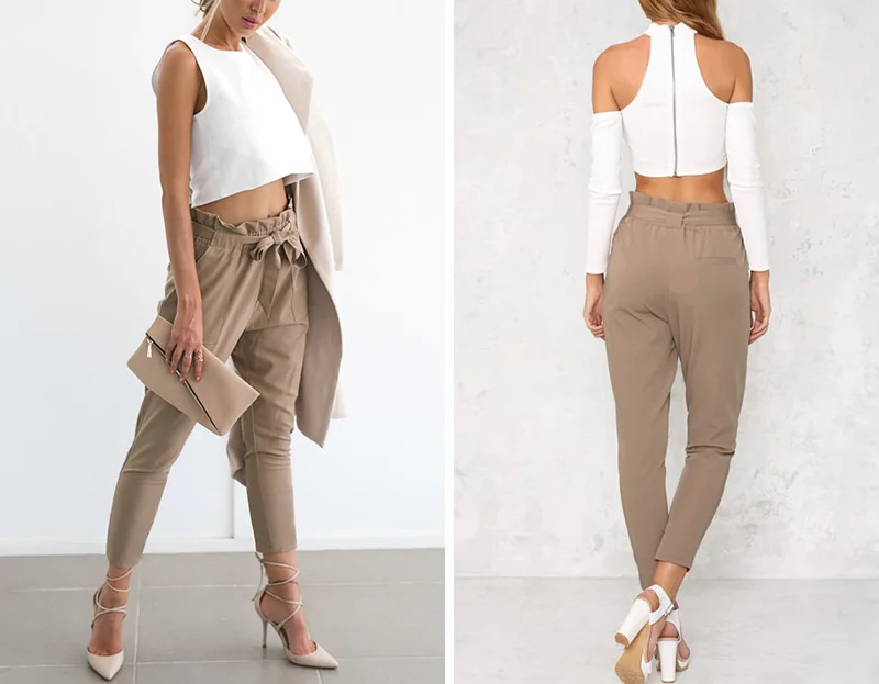 chiffon high waisted pants