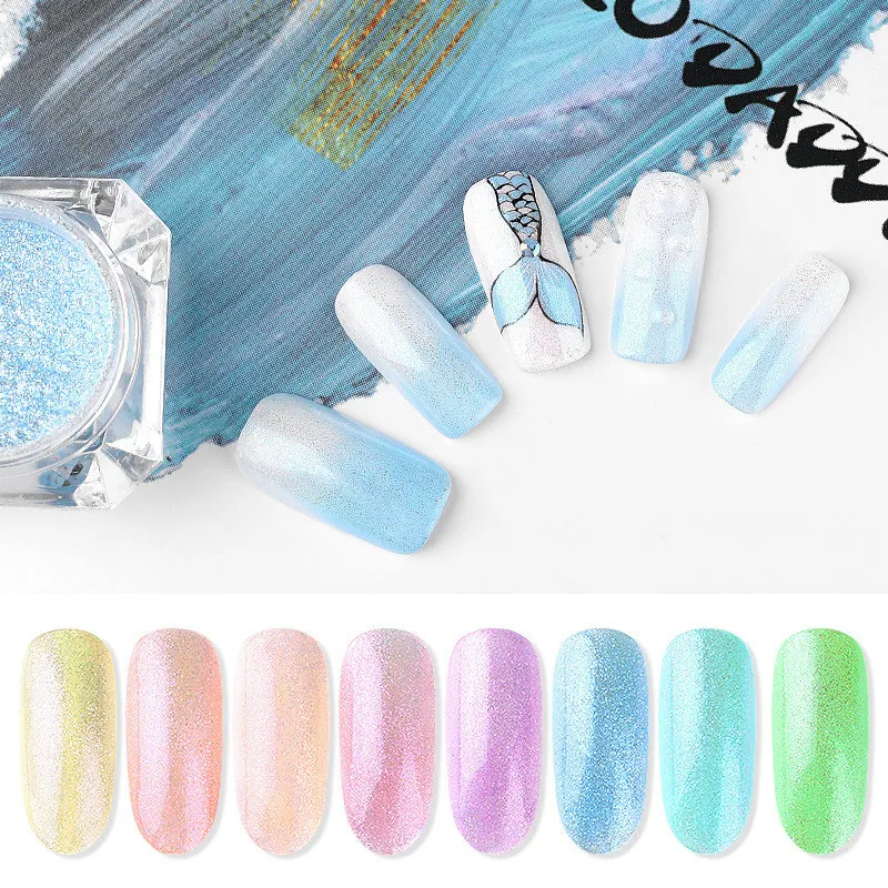 

New nail glitter art brocade powder Multicolor fireworks illusion laser mirror powder Ice through illusion mermaid gloss powder