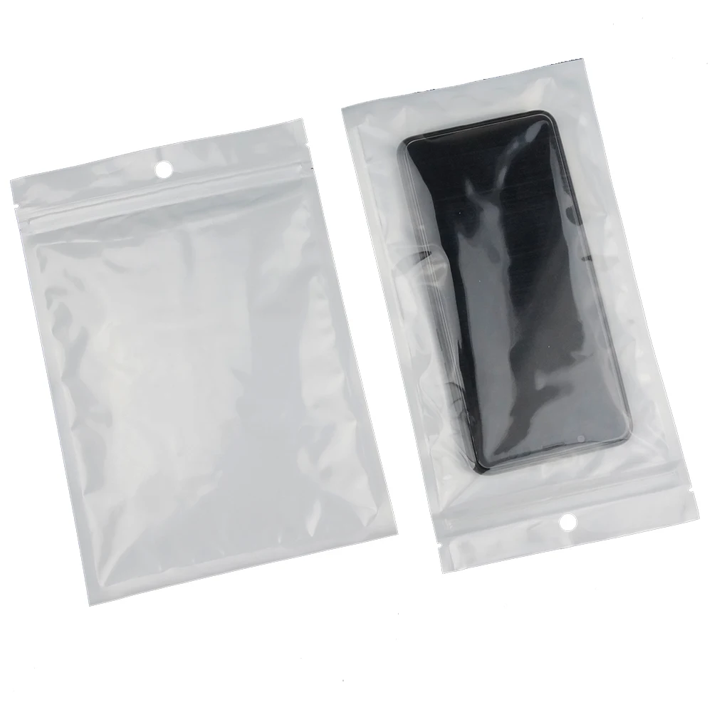 100 шт сумки на молнии 7*10 см белый прозрачный БОПП жемчужная пленка ZipLock мешок одна