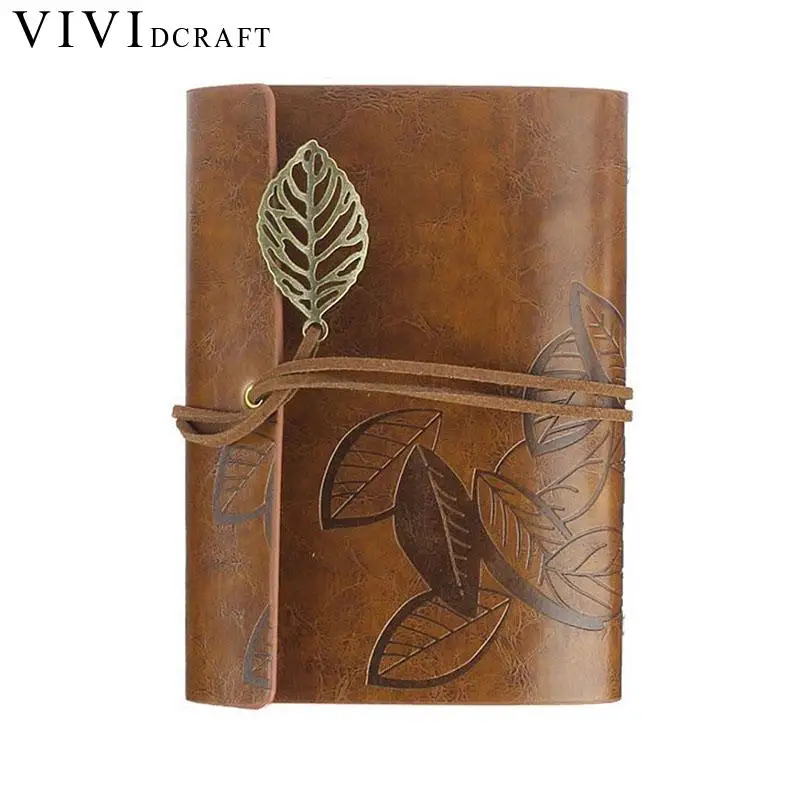 

Vividcraft Retro Kraft Paper Diary Portable Leaf Notebook Planner School Supplies Binding Rope Sketchbook Agenda Journals