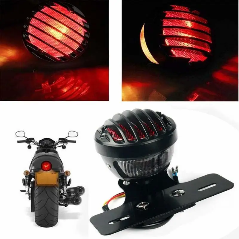 

1PCS Motofans Black Round Metal Motorcycle Tail Brake Light for Bobber Chopper Custom April IA Mana Motorbike Accessories