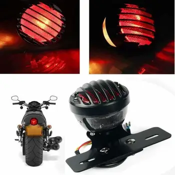 

1PCS Motofans Black Round Metal Motorcycle Tail Brake Light for Bobber Chopper Custom April IA Mana