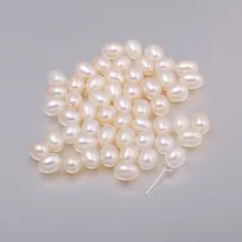 4 Pieces 100% Natural Pearl Half Hole Cultured Freshwater White Rice Pearl Beads Half-drilled Hole 6-7 mm 4 Pieces 100% Natural Pearl Half Hole Cultured Freshwater White Rice Pearl Beads Half-drilled Hole 6-7 mm