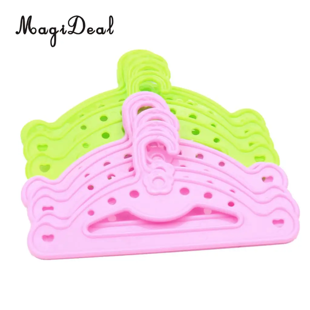 Cute Miniature 10Pcs Plastic Doll Costume Clothing Acc Clothes Hangers for 18 Inch American Doll Children Girls Toys