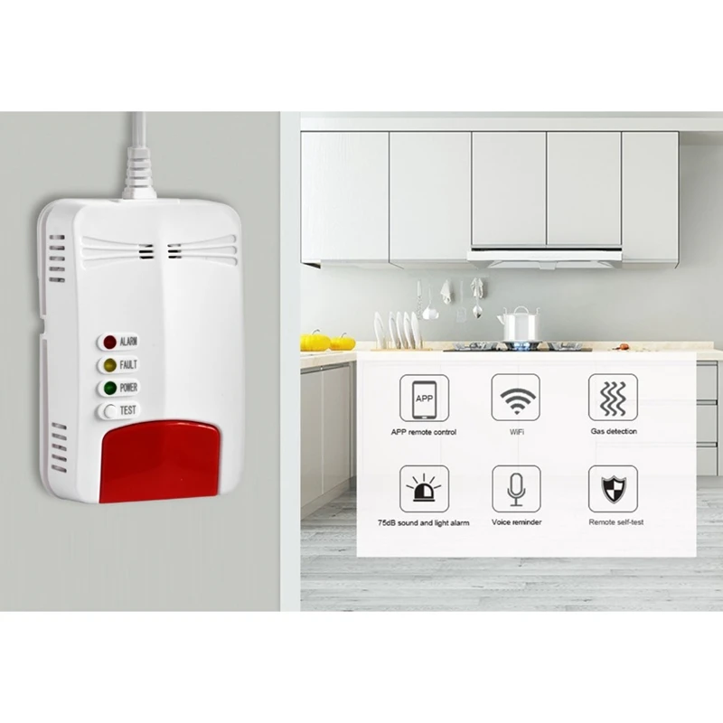 Combustible Gas Alarm Natural Wifi Gas Leak Standalone Detector Sensor For Tuya Smart Life App Control #8