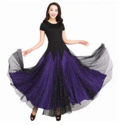 Платье для бальных танцев, женское платье с коротким рукавом, юбка для сценического вальса, женское Дешевое платье для бальных танцев - Цвет: Фиолетовый