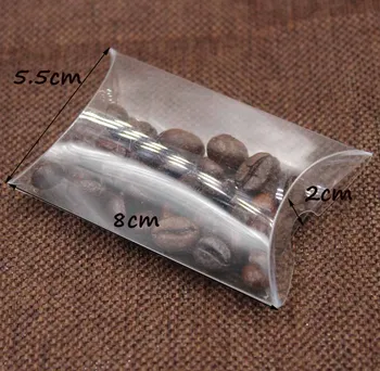 

8*5.5*2cm 50pcs Clear PVC Pillow Boxes Wedding Favor/ Baby Shower/Bridal Candy Gift /Souvenir Packing box custom logo available