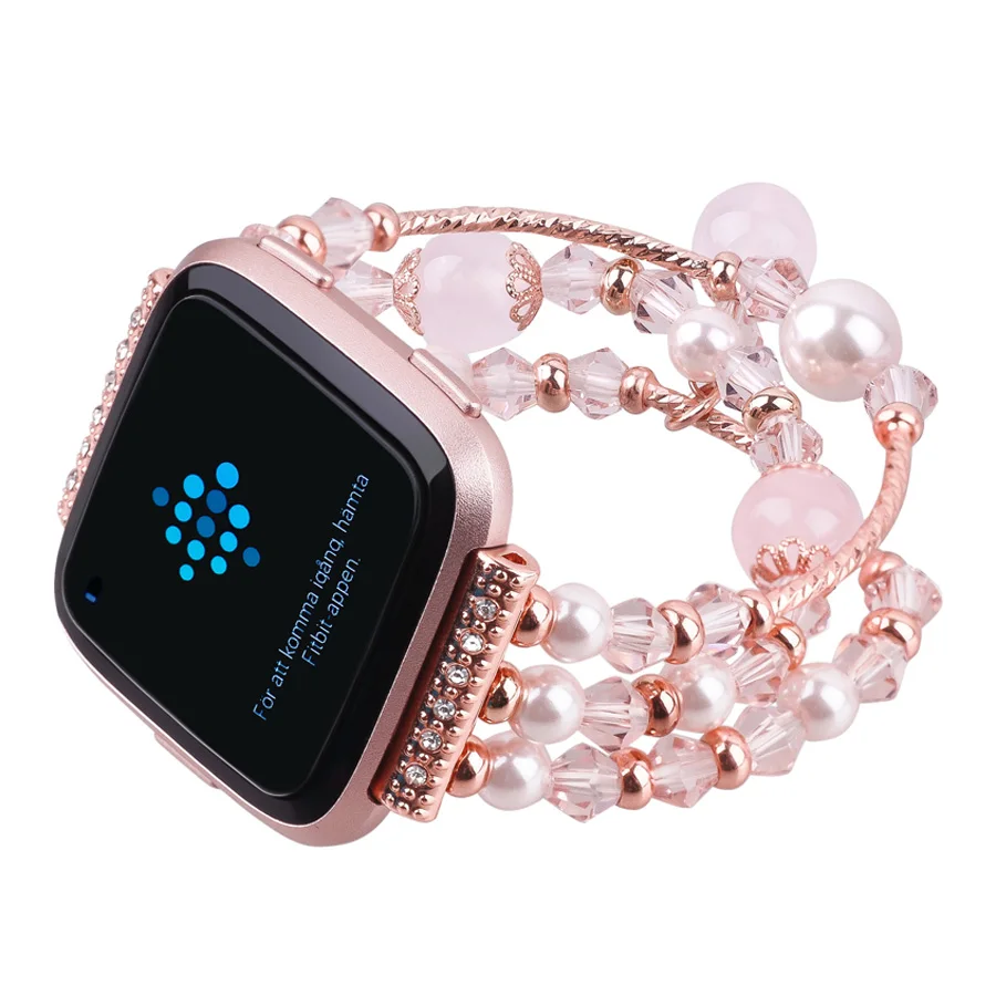 

For Fitbit Versa 2 Strap Fashion Beaded Watch Bracelet for Fitbit Versa 1/2 Smart Watch Replacement Band for Fitbit Versa Lite