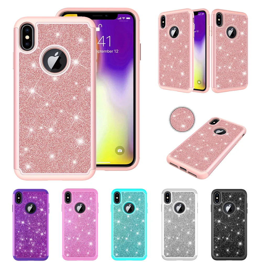 

Phone Case For iPhone X XS XR Coque Fashion Bling Shining Powder Sequins Cover For iPhone X S XS MAX Fundas