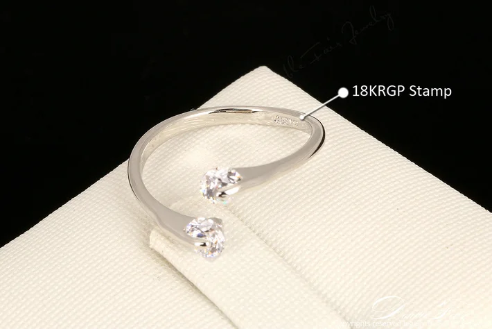 Двойные CZ камень рок Регулируемые кольца серебро/розовое золото цвет Мода кубический цирконий ювелирные изделия кольцо для женщин DFR007