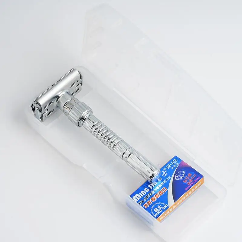 Preise Einstellbare Double Edge Rasieren Sicherheit Rasierer rasierer Klingen Zink legierung Chrom Heißer Neue Razor Vater der Tag Geschenk Für Papa   junge Freund