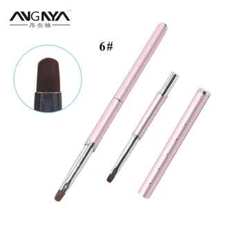 

Retail 1PC ANGNYA Nail Art UV Gel Polish Paint Brush Size 6# Oval Nylon Head Metal Handle With Diamonds Nail Manicure Tools