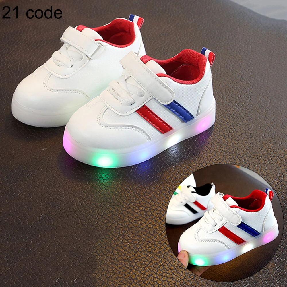 Zapatillas con LED para niños zapatos luminosos infantiles para niños y niñas, deportivas a rayas para correr, luces para bebés, zapatillas informales antideslizantes de moda _ - AliExpress Mobile