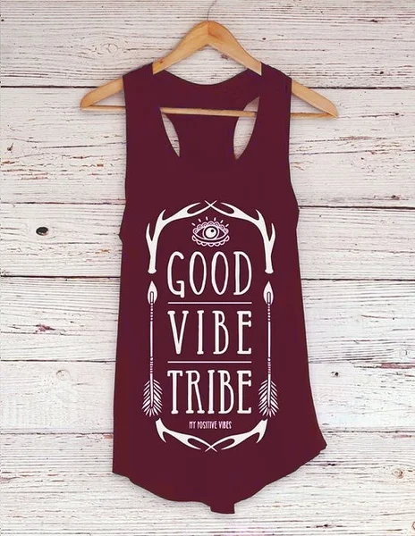 Новое прибытие Хорошее vibe tribe tanks Готический Графический Женский модный сексуальный топ-майка underбез рукавов лозунг одежды