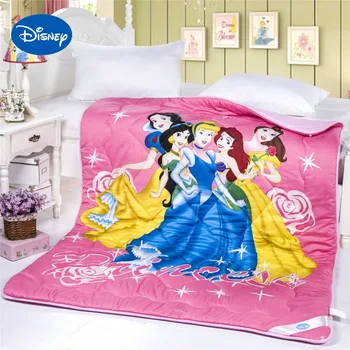 

Beautiful Disney Princess Comforters Cartoon Character Cotton Cover Girls Bedroom Decor Single Twin Full Queen Size Deep Pink
