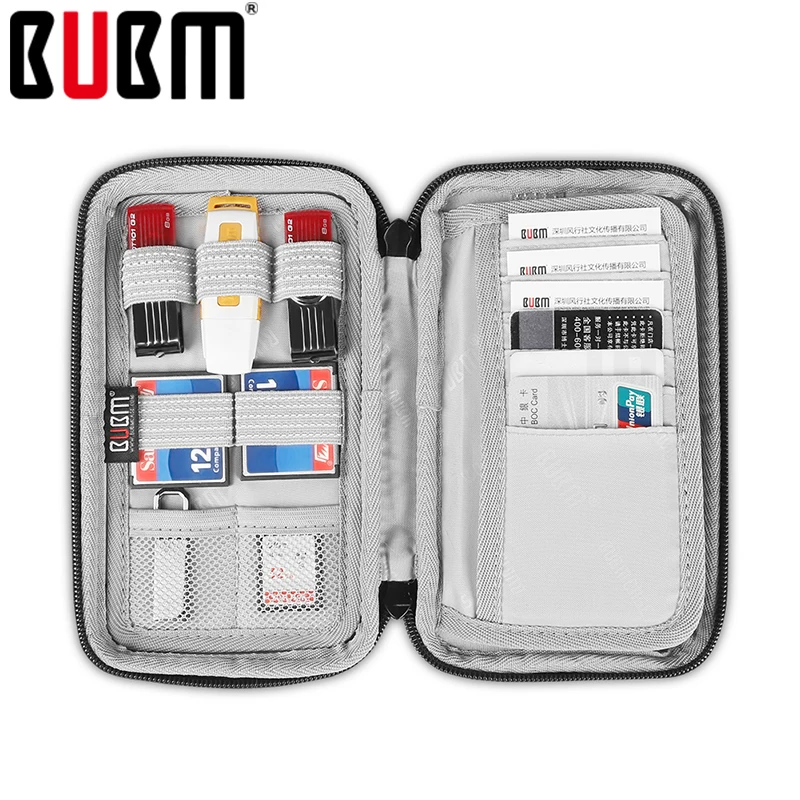 BUBM حقيبة محمولة ل الرقمية تلقي الأسود الالكترونيات اكسسوارات منظّم حقيبة سفر ل U القرص SD بطاقة VIP حافظة للبطاقات حالة