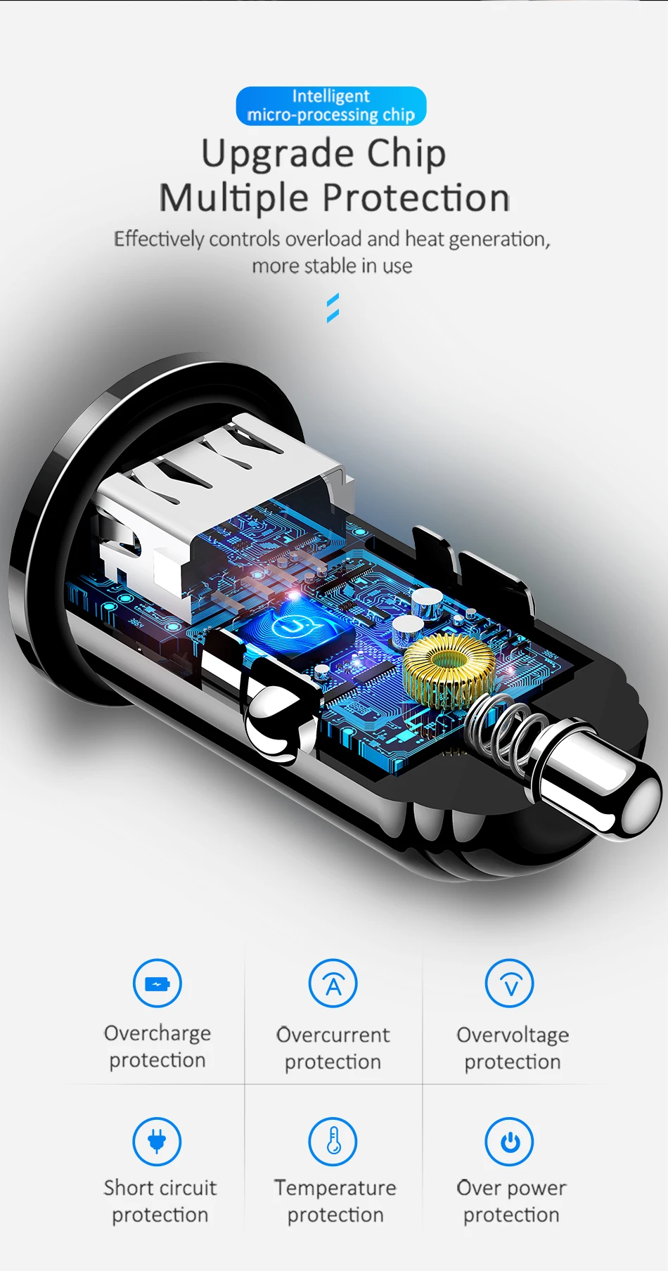 Модернизированное Мини Автомобильное зарядное устройство, USAMS 2 порта USB Smart 3.1A 2.4A Максимальная быстрая зарядка автомобильное usb-устройство для зарядки телефона двойное автомобильное зарядное устройство универсальное