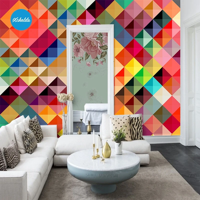 3D Mural Wallpapers Custom Painting Colored Geometric Design Background