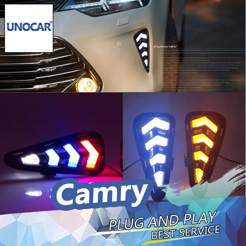 Светодиодный дневный ходовой светильник UNOCAR для Toyota Camry V55 2015-2017 противотуманная