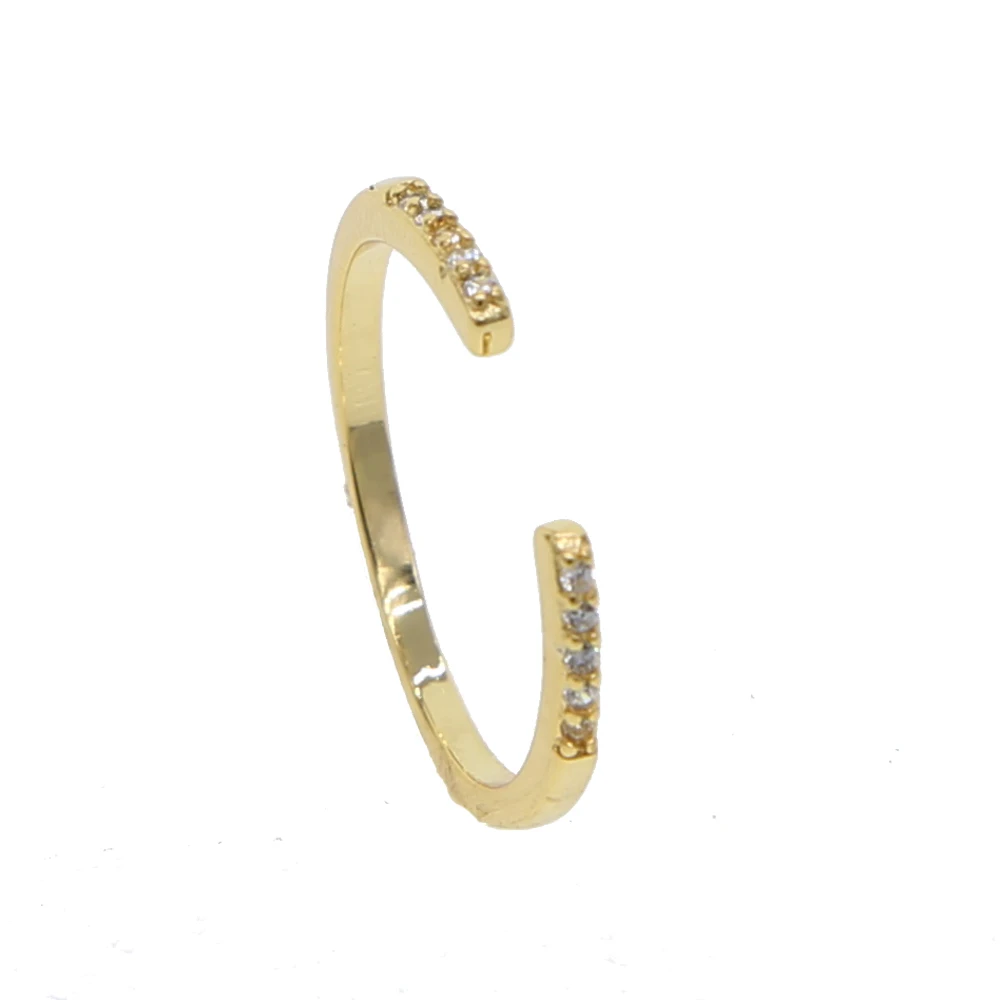 high quality open sized women rings,Fashion micro stone prong setting classic dainty gold color open adjust stone ring ladies