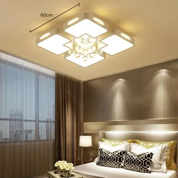

New living room lamp square comfortable Modern simple creatived crystal ceiling lamp bedroom lamp restaurant lighting