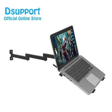 

Foldable Wall Mount 17-27 inch Laptop Holder Two Arms Full Motion Laptop Cooler Retractable Notebook Hanger