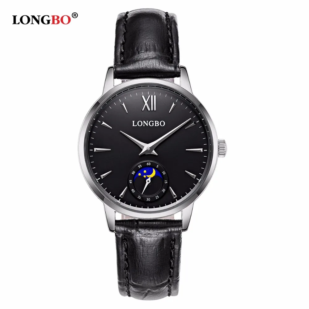 Мужские часы Longbo/Женские Простые relojes hombre Повседневный стиль кожаный ремешок для часов круглый водонепроницаемый любовник наручные часы