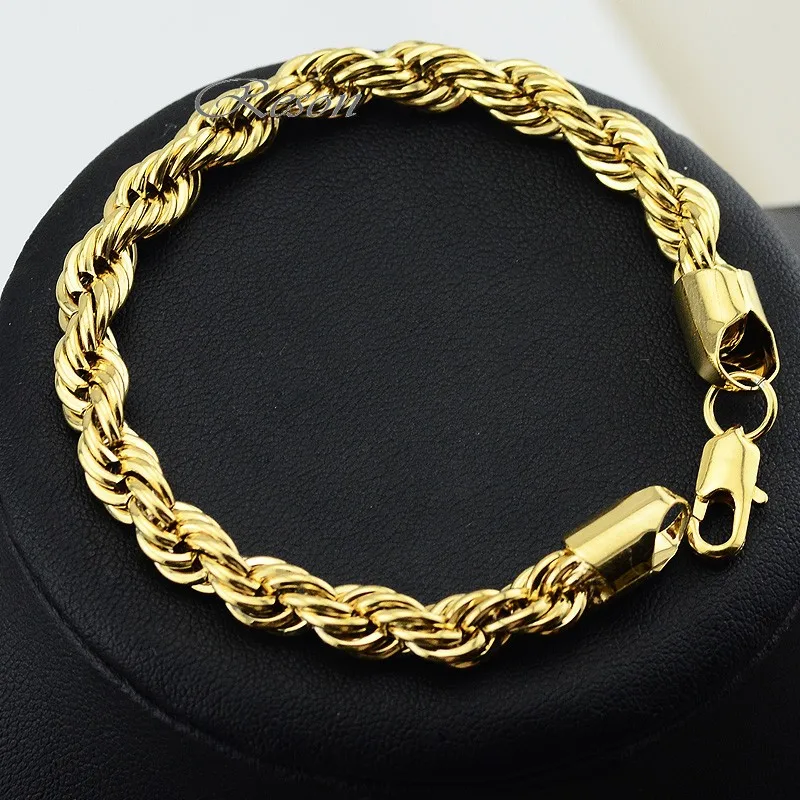 1 шт. 5 мм 7 мм классические веревочные браслеты для мужчин и женщин желтый золотой цвет веревка ручной браслет цепь ювелирные изделия
