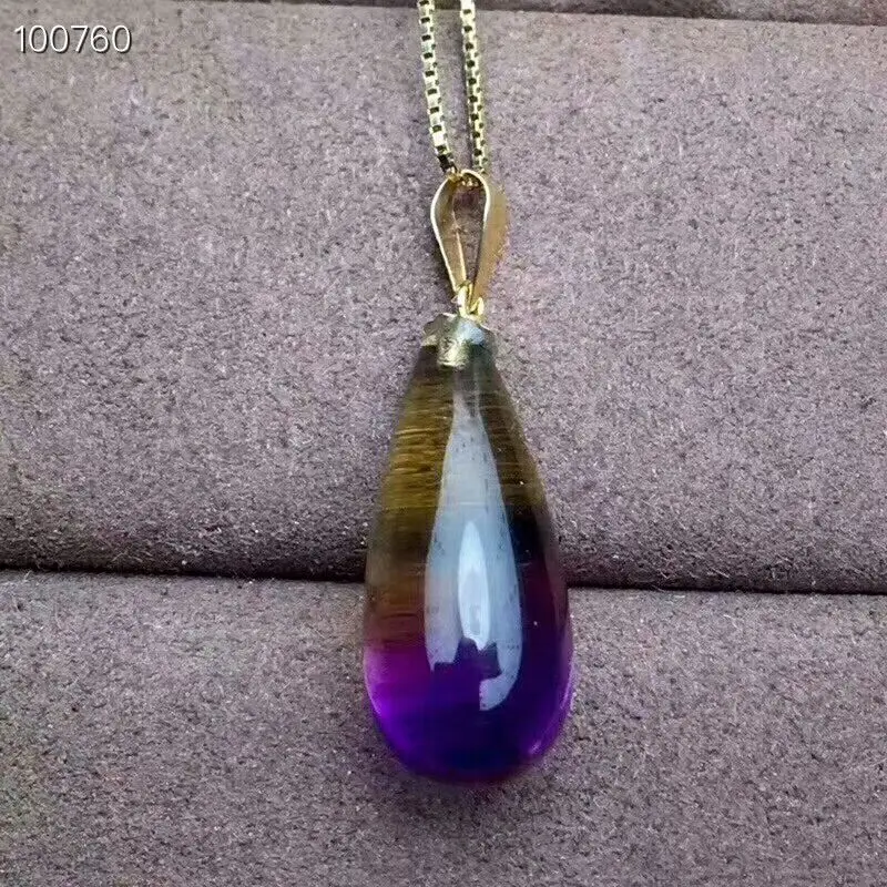 [MeiBaPJ] Натуральный аметистовый драгоченный Камень капли воды серьги ожерелье набор Настоящее 18 к чистое золото фиолетовый камень прекрасный брелок ювелирные изделия для женщин