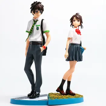 

Japanese anime Your Name PVC Action Figure Toys Tachibana Taki Miyamizu Mitsuha School Uniform Kiminonawa Collection Model Gift
