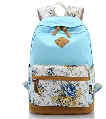 Canvas Match Nubuck Leather Satchel Rucksack Backpacks School Bags for Girls Mochila Escolar Printing Backpack School P112