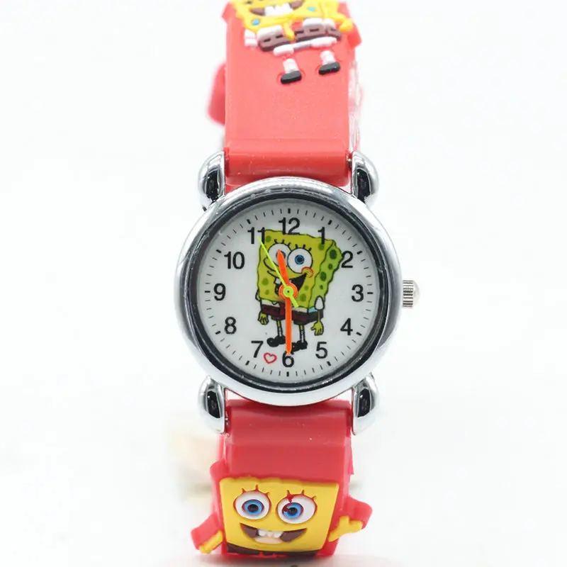 1 шт Новое поступление 3D Мультфильм силиконовый ремешок Детские часы SpongeBob часы