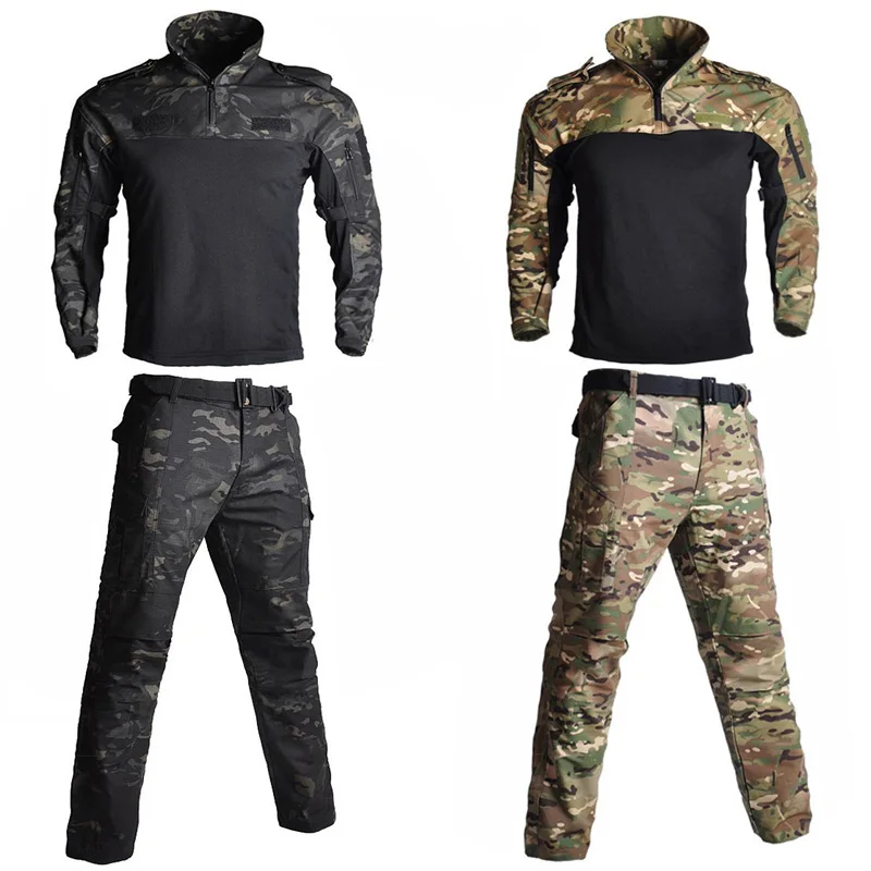 Tactical Camouflage Military Uniform Clothes Frog Suits Men Hunting Training Ghillie Suit Airsoft Sniper Combat Shirt + Pants Tactical Camouflage Military Uniform Clothes Frog Suits Men Hunting Training Ghillie Suit Airsoft Sniper Combat Shirt + Pants