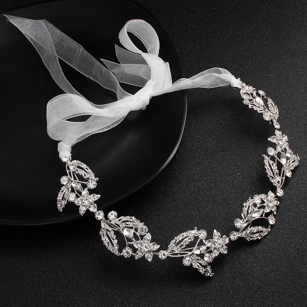 Fashion Silver Headband Handmade Women Rhinestones Prom Bridal Wedding Hair Accessories Wedding Crowns for Brides
