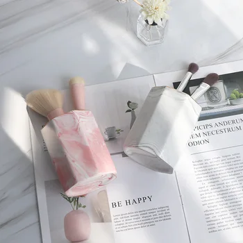 

Nordic Marbling Pen Pencil Holder Ceramic Jar Case Stationery Knife Storage Tank Makeup Brush Bucket Holder Box Office Organizer