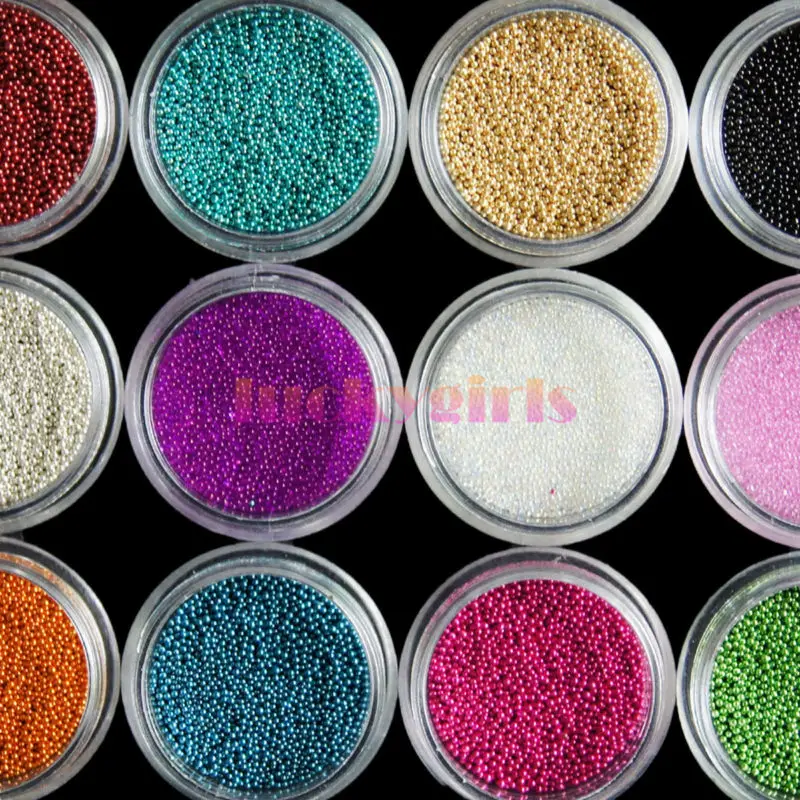 

12 Colors Mini Bean Fashion Nail Art Micro Caviar Beads Pearl Decorations Tips