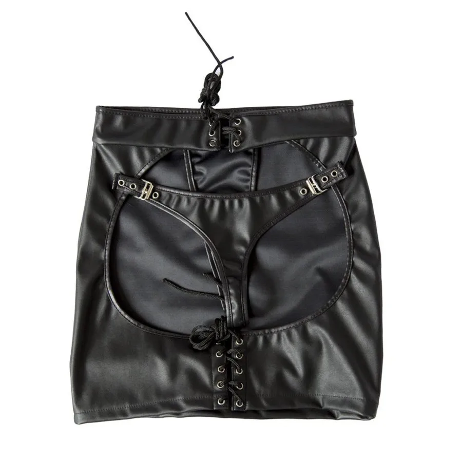 Женская Сексуальная мини-юбка из искусственной кожи с открытым бедром, секс-Фетиш, открытая попа, Эротическая Клубная одежда, S-XXL