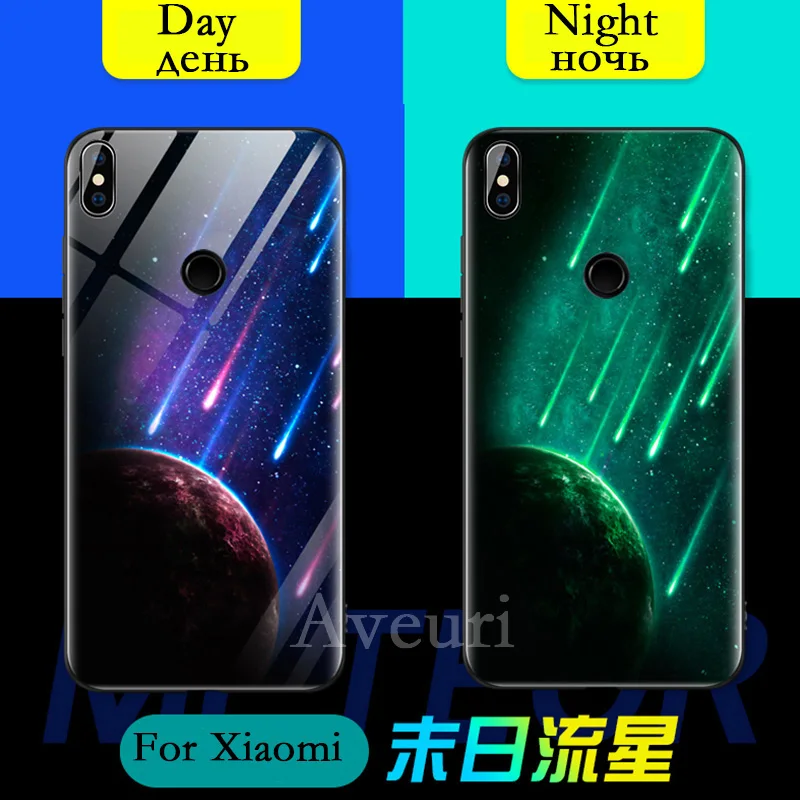 Luminous Case For Xiaomi Mi 8 Lite A1 A2 Lite 6 Glass Back Cover Case For Xiaomi Redmi 5 5 Plus 6A 6 Pro Note 4 4X 5 5 Pro Coque