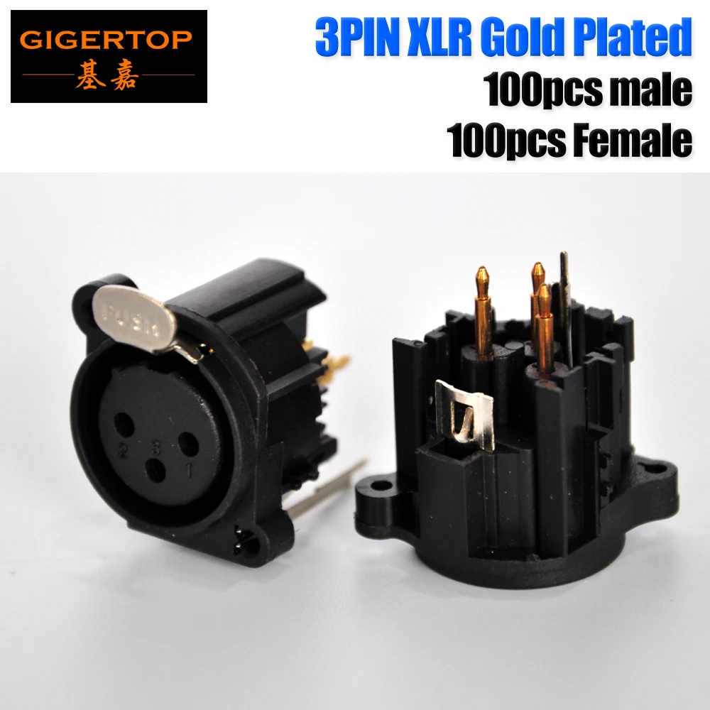 TP C05 Оптовая 200 шт пластиковый корпус 3 Pin Позолоченный XLR DMX512 разъем Neutrik модель