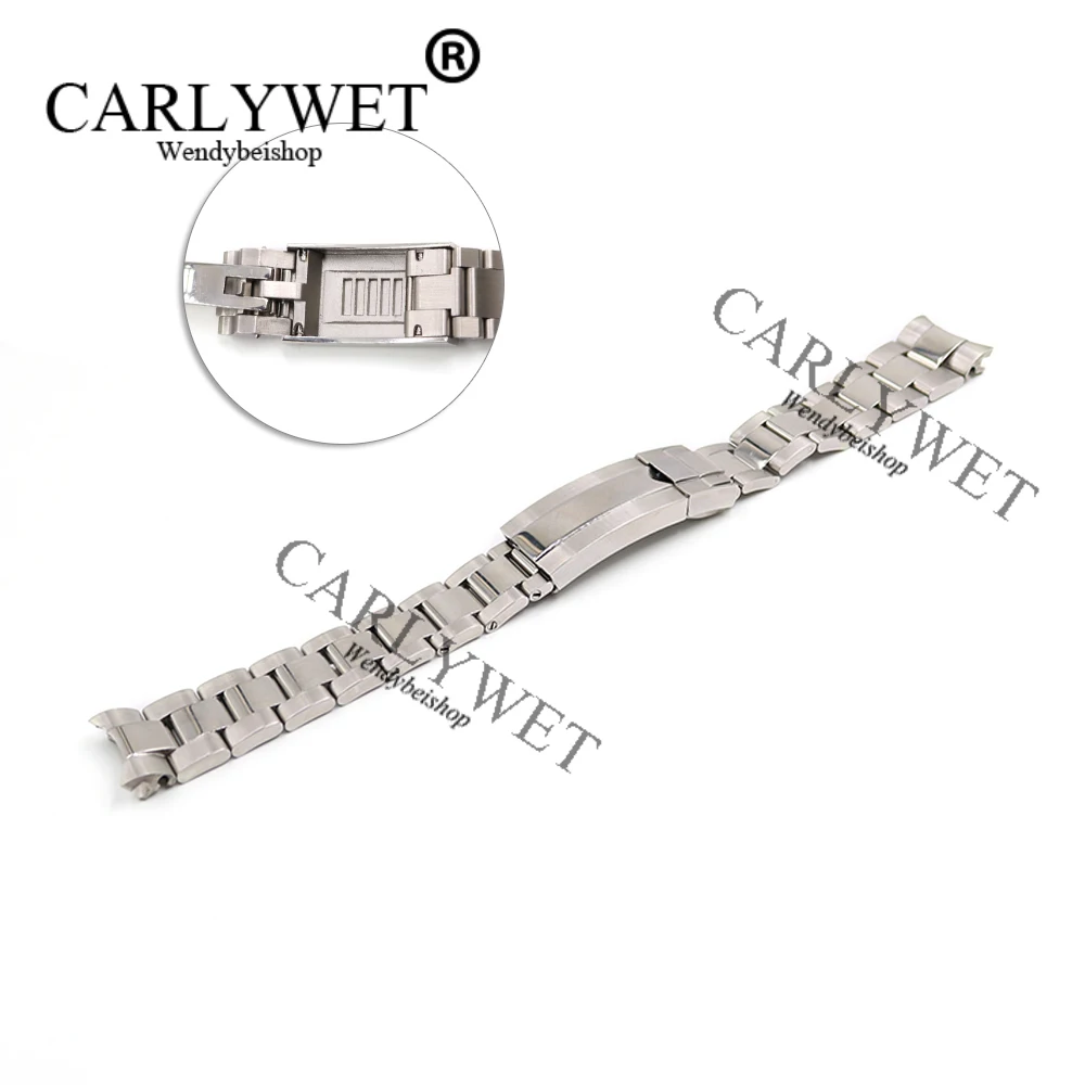 

CARLYWET 20mm Silver Stainless Steel Solid Curved End Screw Links New Style Glide Lock Clasp Steel Watch Band Bracelet Strap