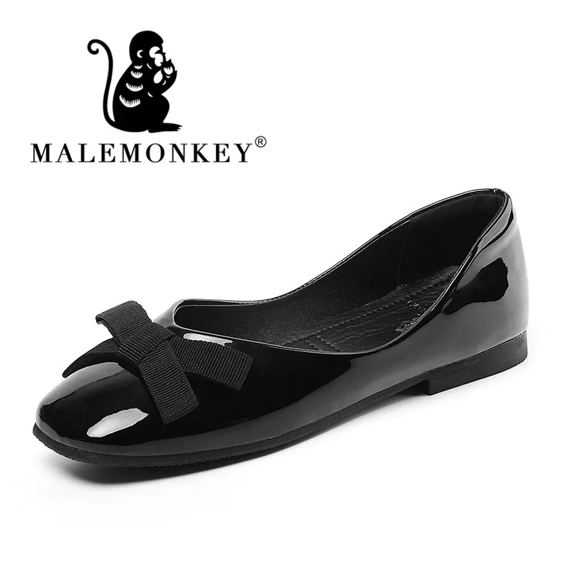 Женские лоферы на низком каблуке MALEMONKEY черные повседневные туфли плоской
